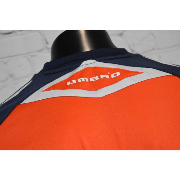 Umbro Soccer Goalie Shirt Mens Size Large Padded Elbows Polyester Orange Blue - Picture 7 of 10